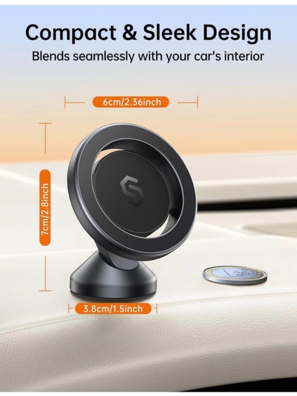 MagSafe Car Mount - 360 Rotation Magnetic Phone Holder for Car Dashboard